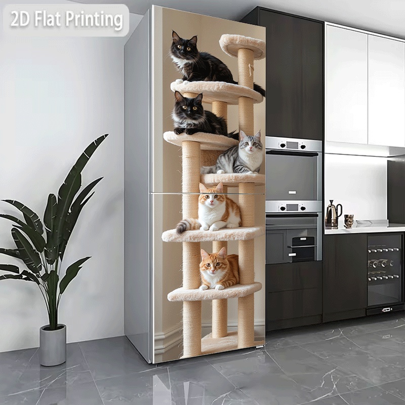 Kitchen Uncle - Autocollant de réfrigérateur à motif 2D